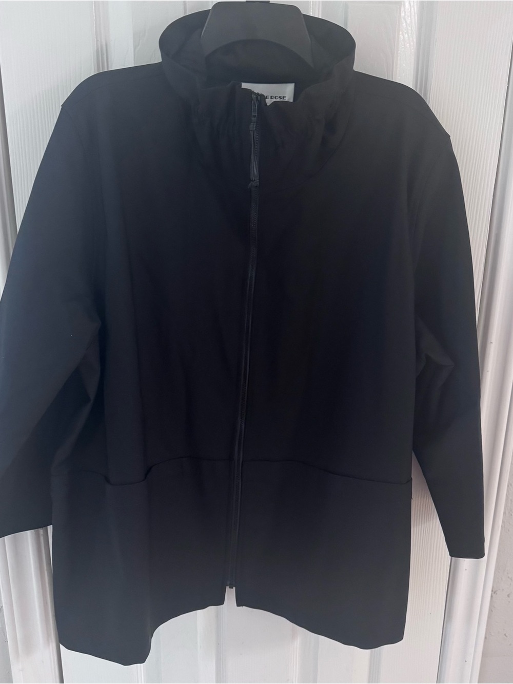 Women's CAROLINE ROSE Royal Travel Gabardine Black Zip Jacket 2X